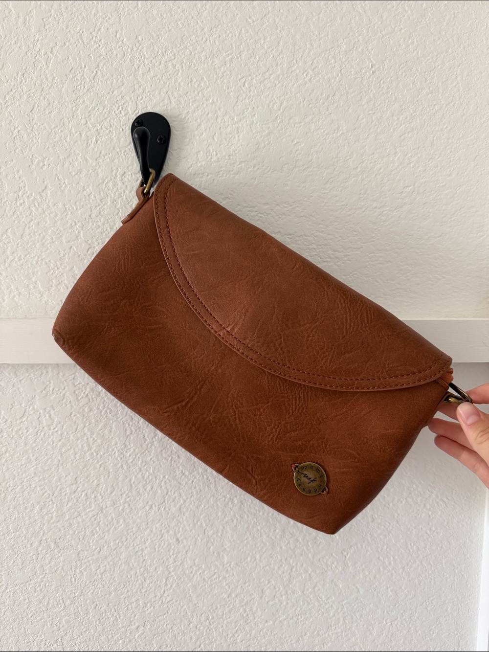 Mom Kindness Brown leather Clutch Bag